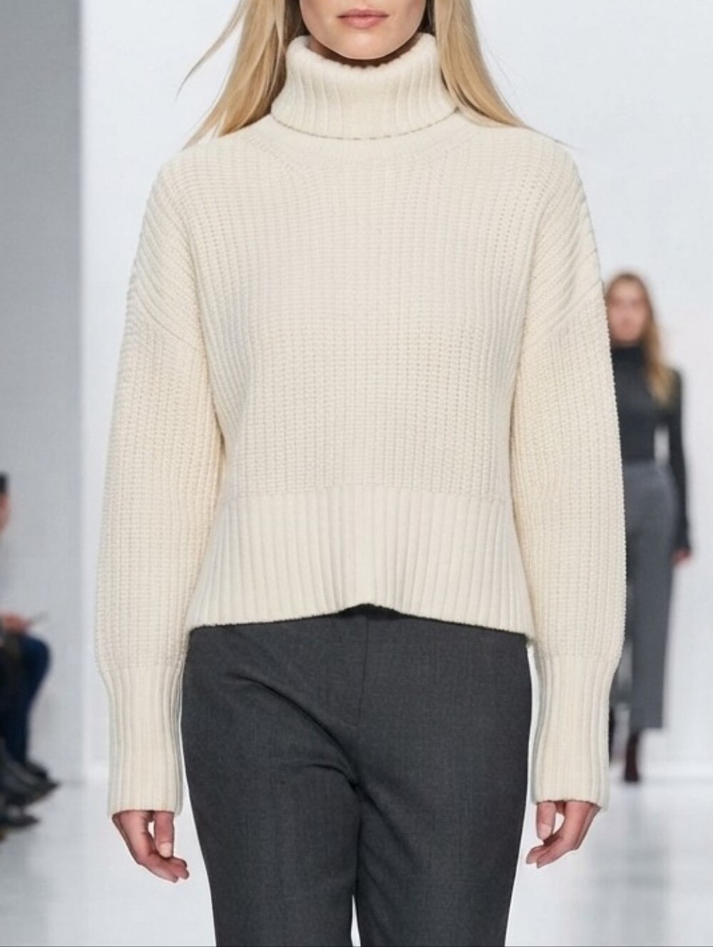 NWT Madewell Wide Rib Cropped Turtleneck Sweater Cream Ivory S